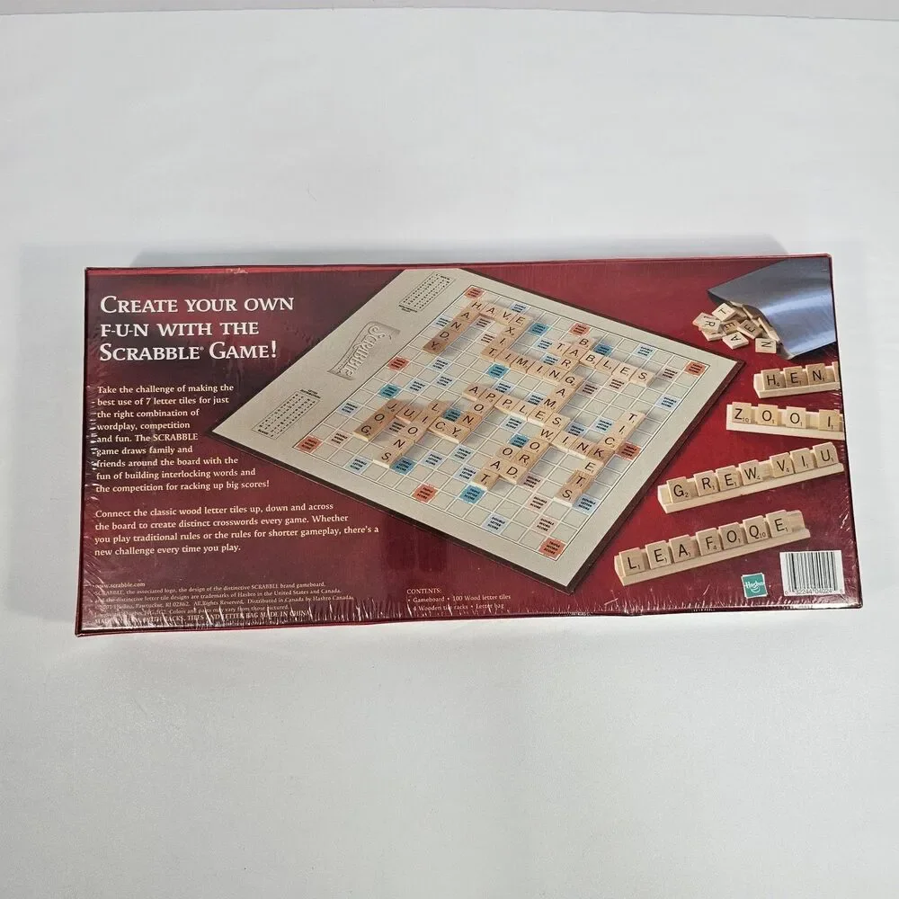 2001 Vintage Scrabble Crossword Game Parker Brothers Wooden Tiles New Sealed